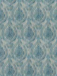 2 Colors Ikat Drapery Upholstery Fabric Coral Blue Gray