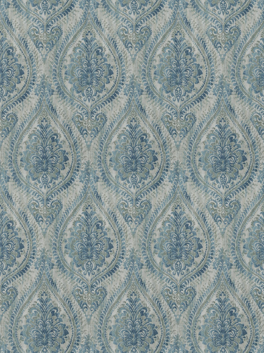 2 Colors Ikat Drapery Upholstery Fabric Coral Blue Gray