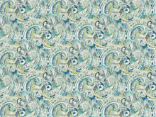 Load image into Gallery viewer, Water &amp; Stain Resistant Cotton Ivory Navy Blue Teal Mustard Paisley Upholstery Drapery Fabric