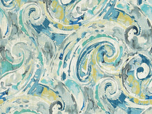 Load image into Gallery viewer, Water &amp; Stain Resistant Cotton Ivory Navy Blue Teal Mustard Paisley Upholstery Drapery Fabric