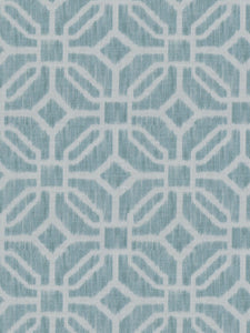 2 Colors Geometric Drapery Fabric Blue Gray White