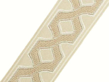 Load image into Gallery viewer, 3" Wide Beige Neutral Geometric Trellis Tape Drapery Trim