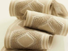 Load image into Gallery viewer, 3" Wide Beige Neutral Geometric Trellis Tape Drapery Trim