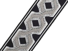 Load image into Gallery viewer, 3" Wide Black Grey Geometric Trellis Tape Drapery Trim