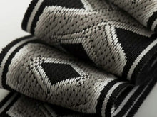 Load image into Gallery viewer, 3" Wide Black Grey Geometric Trellis Tape Drapery Trim