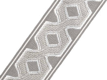 Load image into Gallery viewer, 3" Wide Grey Geometric Trellis Tape Drapery Trim