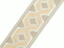 Load image into Gallery viewer, 3" Wide Beige Taupe Geometric Trellis Tape Drapery Trim