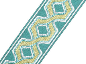 3" Wide Teal Geometric Trellis Tape Drapery Trim