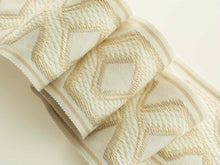 Load image into Gallery viewer, 3" Wide Ivory Cream Geometric Trellis Tape Drapery Trim