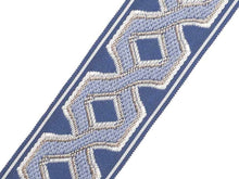 Load image into Gallery viewer, 3" Wide French Blue Geometric Trellis Tape Drapery Trim