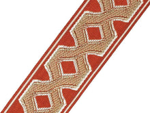 Load image into Gallery viewer, 3&quot; Wide Burnt Orange Beige Geometric Trellis Tape Drapery Trim