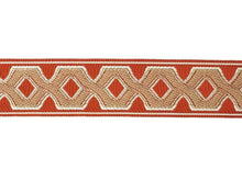 Load image into Gallery viewer, 3&quot; Wide Burnt Orange Beige Geometric Trellis Tape Drapery Trim