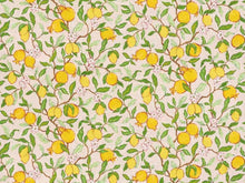 Load image into Gallery viewer, Cotton Linen Pink Green Red Yellow Citrus Lemon Upholstery Drapery Fabric
