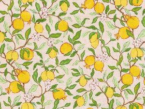 Cotton Linen Pink Green Red Yellow Citrus Lemon Upholstery Drapery Fabric