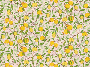 Cotton Linen Pink Green Red Yellow Citrus Lemon Upholstery Drapery Fabric