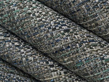 Load image into Gallery viewer, Grey Seafoam Navy Blue MCM Mid Century Modern Tweed Upholstery Fabric