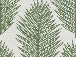 Green Off White Embroidered Fern Botanical Drapery Fabric