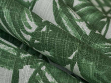 Load image into Gallery viewer, Forest Green White Botanical Tropical Palm Leaf Upholstery Drapery Fabric