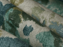 Load image into Gallery viewer, Green Teal Beige Cream Abstract Cotton Upholstery Drapery Fabric