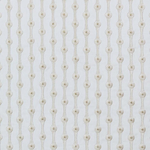 Peretti Embroidered Geometric Graphic Linen Cotton Blend Drapery Fabric / Candlelight