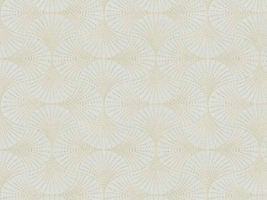 Ivory Blush Beige Embroidered Geometric Art Deco Drapery Fabric