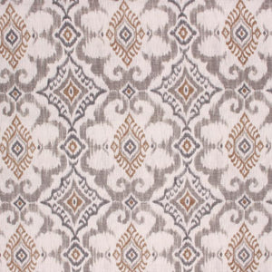 Cotton Linen Drapery Upholstery Ikat Medallion Fabric Silver Gray / Granite RMIL1