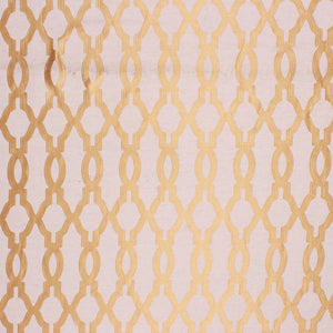 Embroidered Faux Silk Ogi Trellis Drapery Fabric Honey Beige / Gold RMIL1