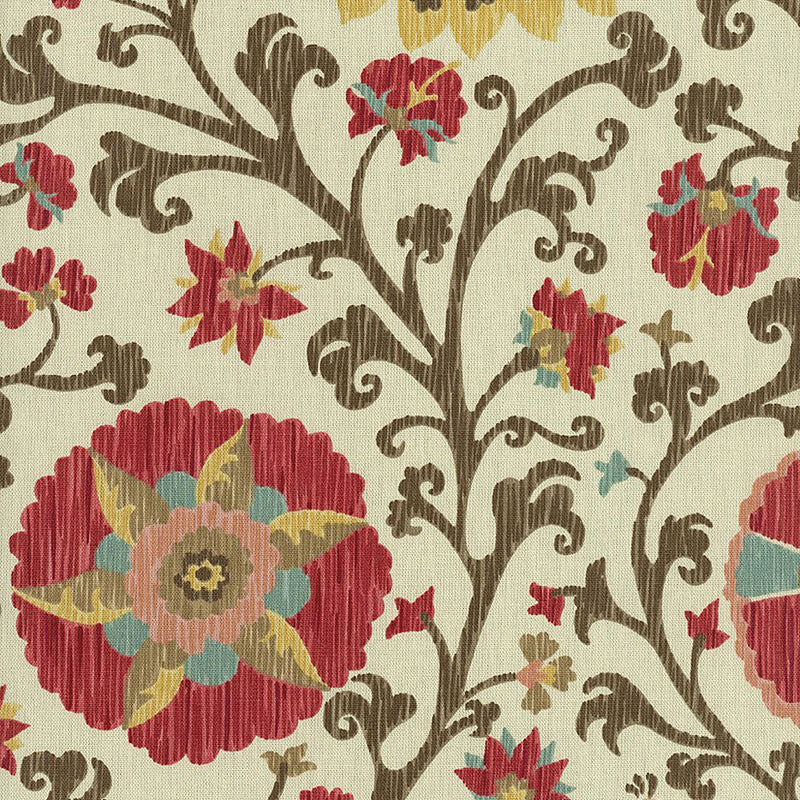 Embroidered Floral Schumacher Fabric / 54 wide Fabric / Light