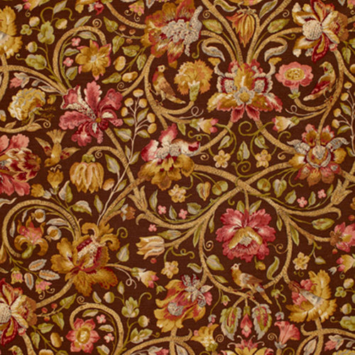 SCHUMACHER FLEURS DE TOURAINE FABRIC 172723 / MAHOGANY