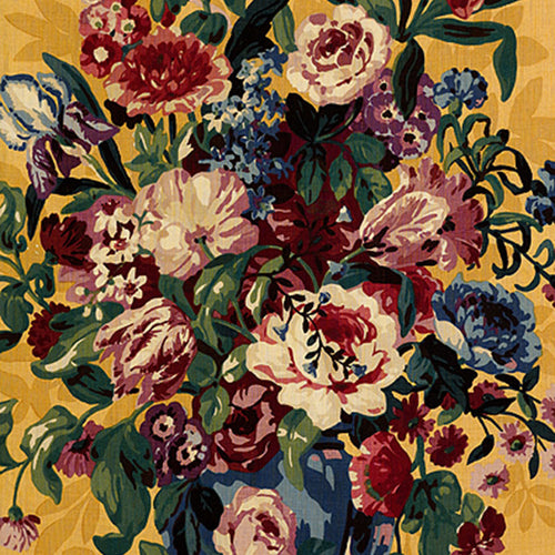 SCHUMACHER CENTENNIAL BOUQUET FABRIC 173000 / DOCUMENT OCHRE