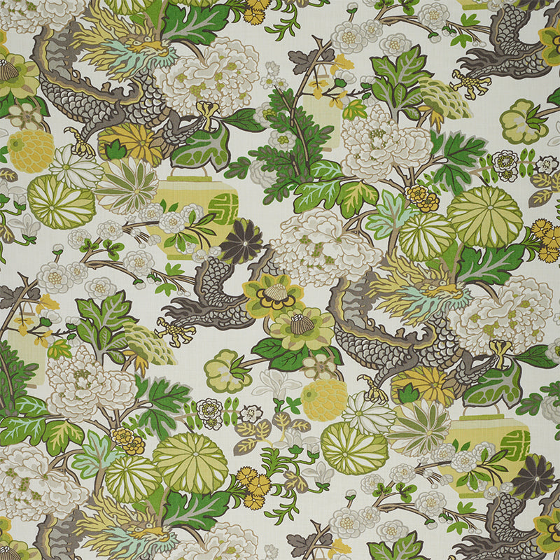 Schumacher Chiang Mai Dragon Fabric Citrus | Fabric Bistro