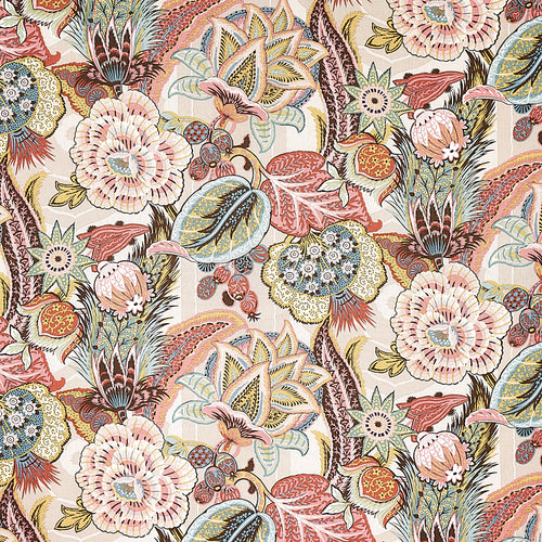 SCHUMACHER ZANZIBAR LINEN PRINT FABRIC 173525 / PINK