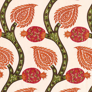 SCHUMACHER NURATA EMBROIDERY FABRIC 174180 / CORAL