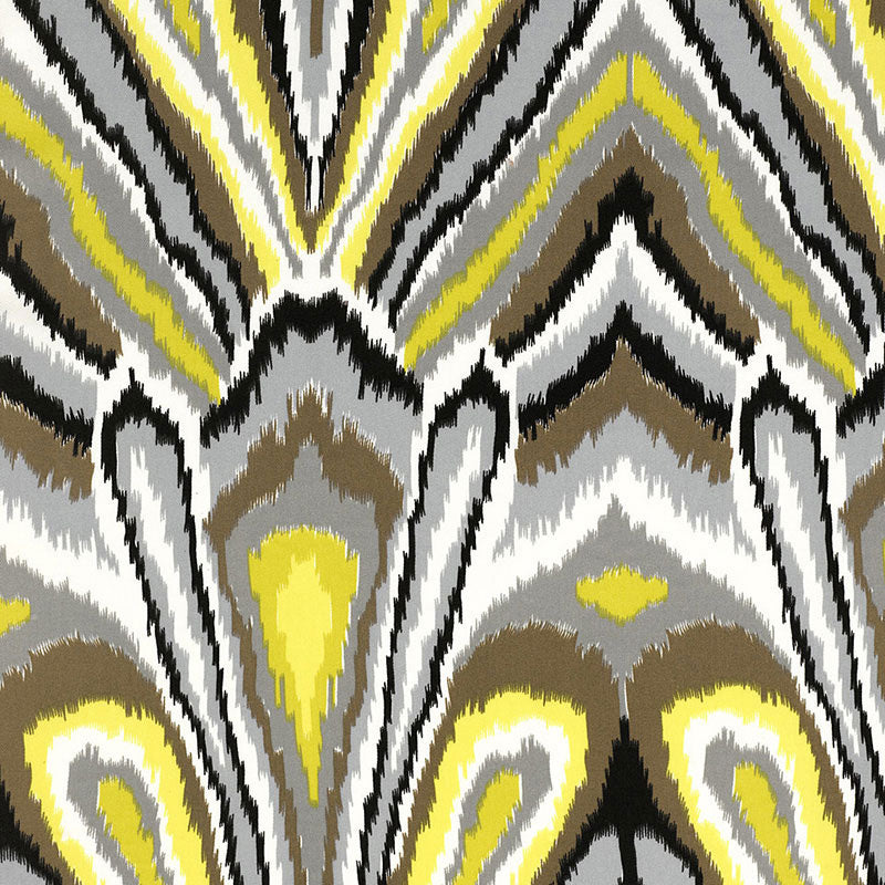 SCHUMACHER PEACOCK PRINT FABRIC / DRIFTWOOD