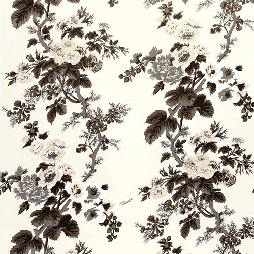 SCHUMACHER PYNE HOLLYHOCK FABRIC 174450 / CHARCOAL