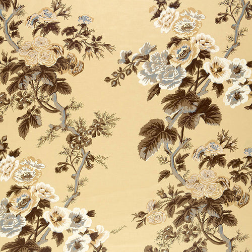 SCHUMACHER PYNE HOLLYHOCK FABRIC 174451 / TOBACCO