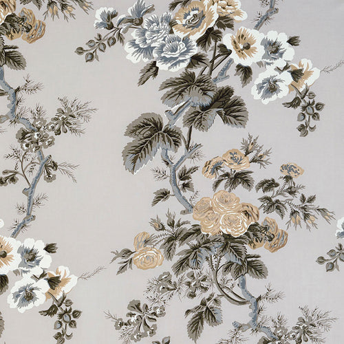 SCHUMACHER PYNE HOLLYHOCK FABRIC 174453 / GRISAILLE