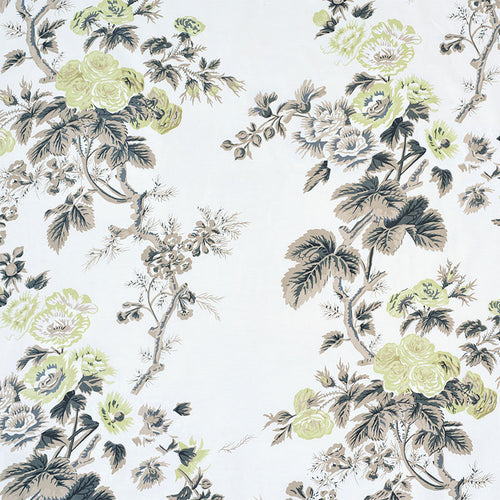 SCHUMACHER PYNE HOLLYHOCK FABRIC 174455 / GREEN TEE