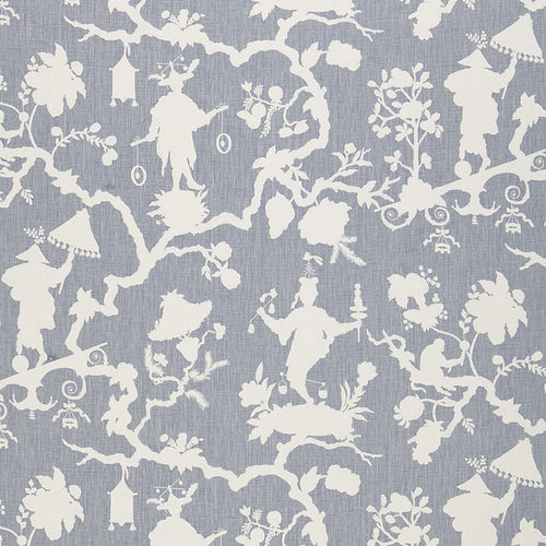 SCHUMACHER SHANTUNG SILHOUETTE PRINT FABRIC 174582 / WISTERIA