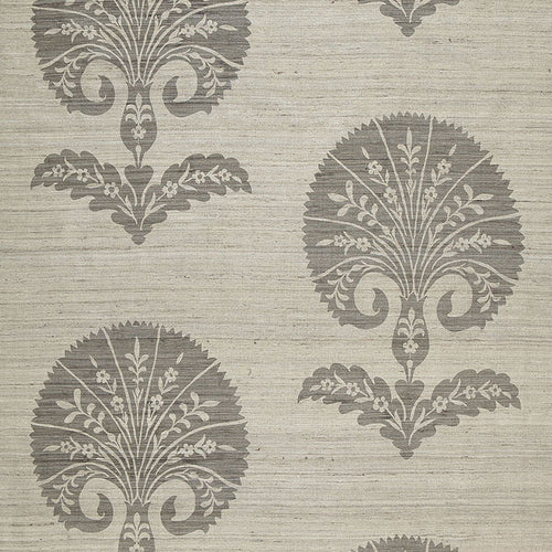 SCHUMACHER OTTOMAN FLOWER FABRIC 174652 / MOONSTONE