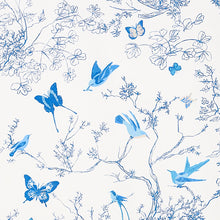 Load image into Gallery viewer, SCHUMACHER BIRDS &amp; BUTTERFLIES FABRIC 174761 / PORCELAIN