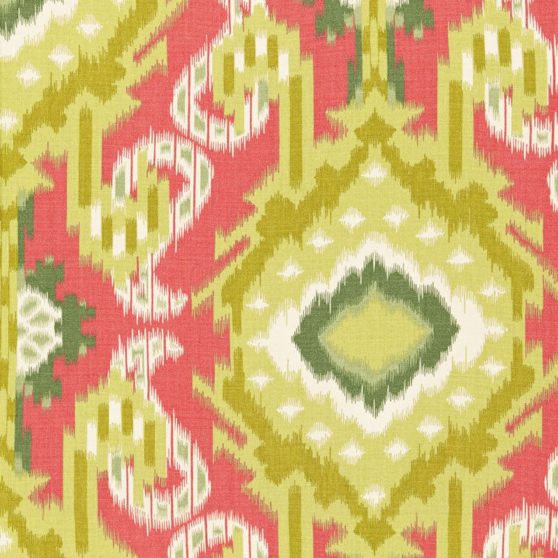 SCHUMACHER KIRIBATI IKAT PRINT FABRIC 174980 / CORAL
