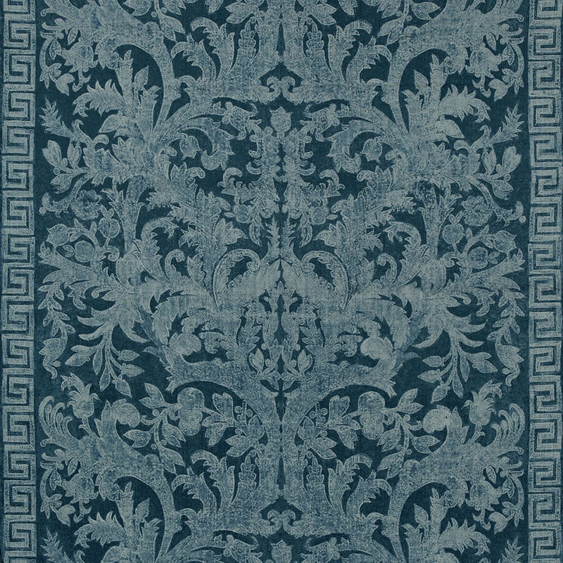 SCHUMACHER CARLOTTA VELVET DAMASK FABRIC 175111 / INDIGO