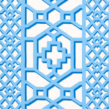 Load image into Gallery viewer, SCHUMACHER ZANZIBAR TRELLIS FABRIC 175748 / BLUE