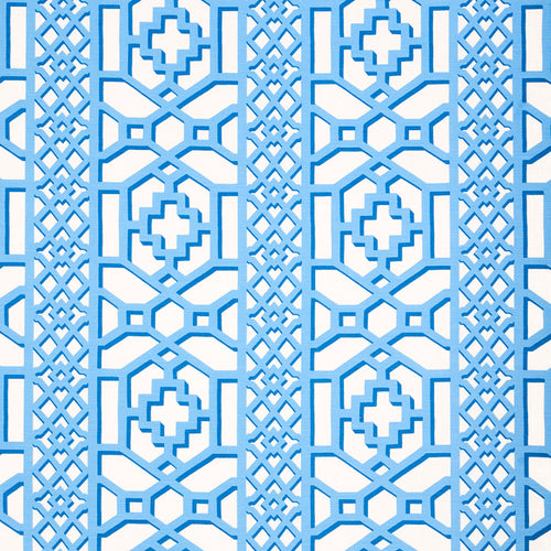 SCHUMACHER ZANZIBAR TRELLIS MATTE FABRIC 175748 / BLUE