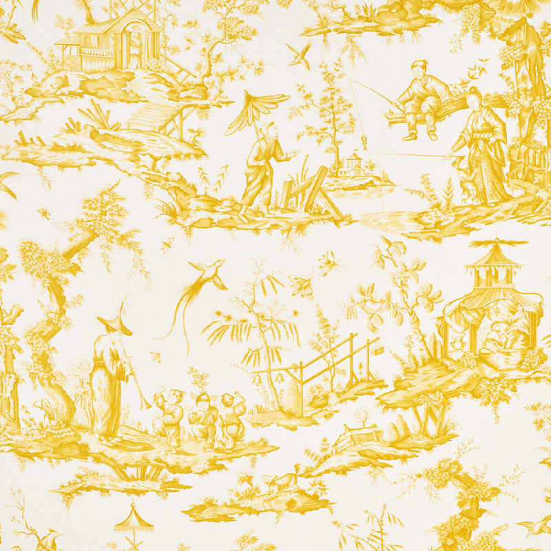 Schumacher Shengyou Toile Blue Fabric - SCH 175804