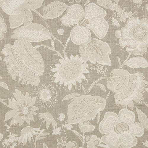 SCHUMACHER TIKKI GARDEN LINEN FABRIC /  SEA OYSTER