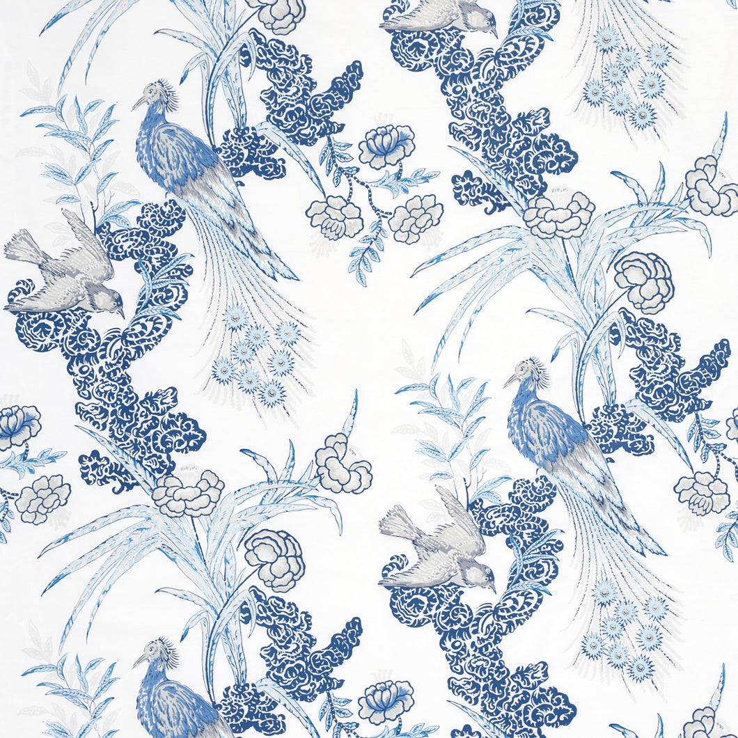 Schumacher Peacock Fabric 175915 / Porcelain