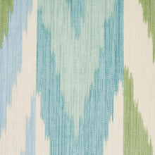 Load image into Gallery viewer, SCHUMACHER KASHGAR IKAT VELVET FABRIC 176103 / MINERAL &amp; LEAF
