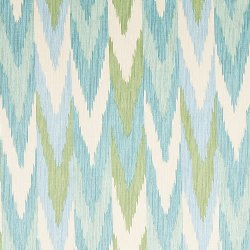 SCHUMACHER KASHGAR IKAT VELVET FABRIC 176103 / MINERAL & LEAF